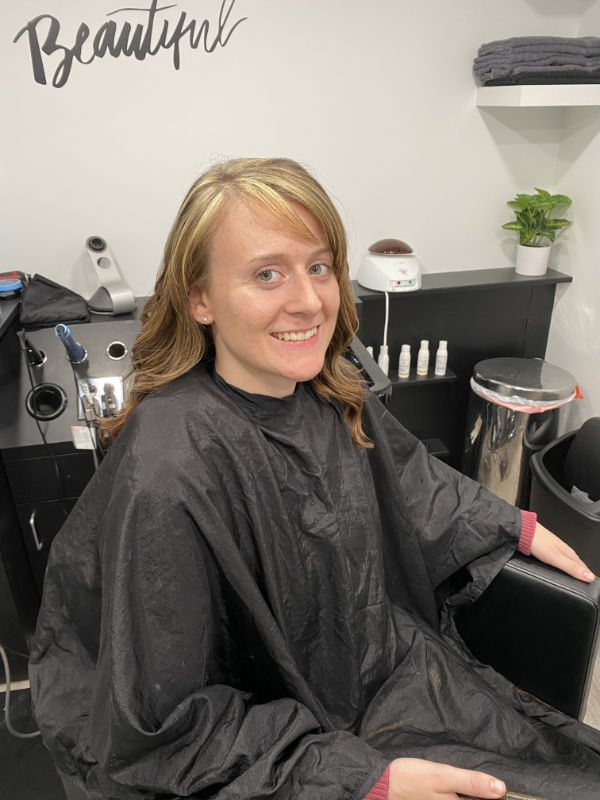 lindsey after cut and color 3-4 with smile